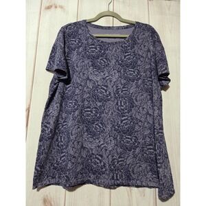 Life is Good Crusher Lite T-Shirt Womens XXL Purple Sunflower Floral Cotton Tee